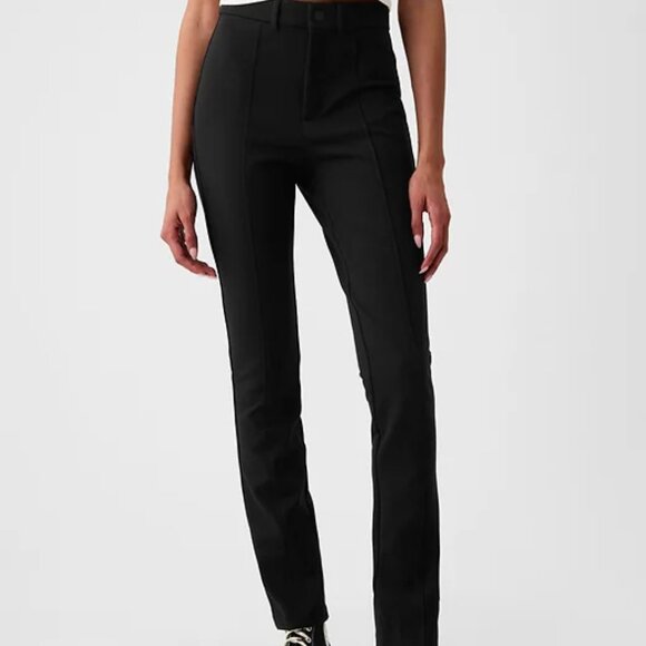 NWT sz 6 Black GAP High Rise Double Knit Skinny Pants Soft PONTE Pintuck Pleat - Picture 2 of 10